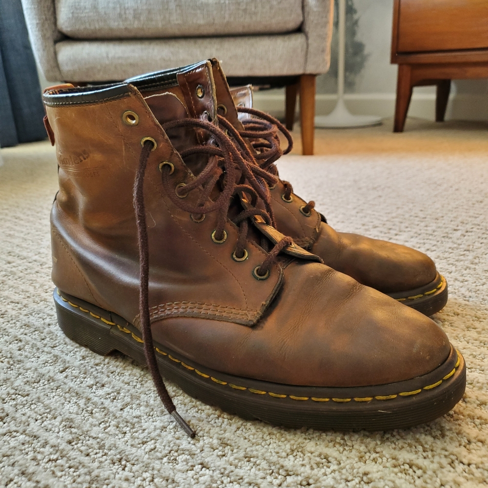 Vintage 1991 Dr. Martens Leather Boots, Distressed Brown (11) - Picture 3 of 11